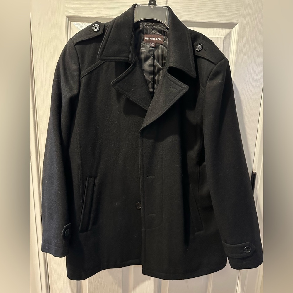 Michael Kors Classic Black Pea Coat for Men
